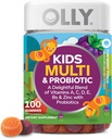 OLLY Kids Multivitamin &amp; Probiotic Gummy, Digestive Support, Vitaminas A, D, C, E, B, Zinc, Chewable Supplement, Berry Flavor, 50 day supply - 100 Count