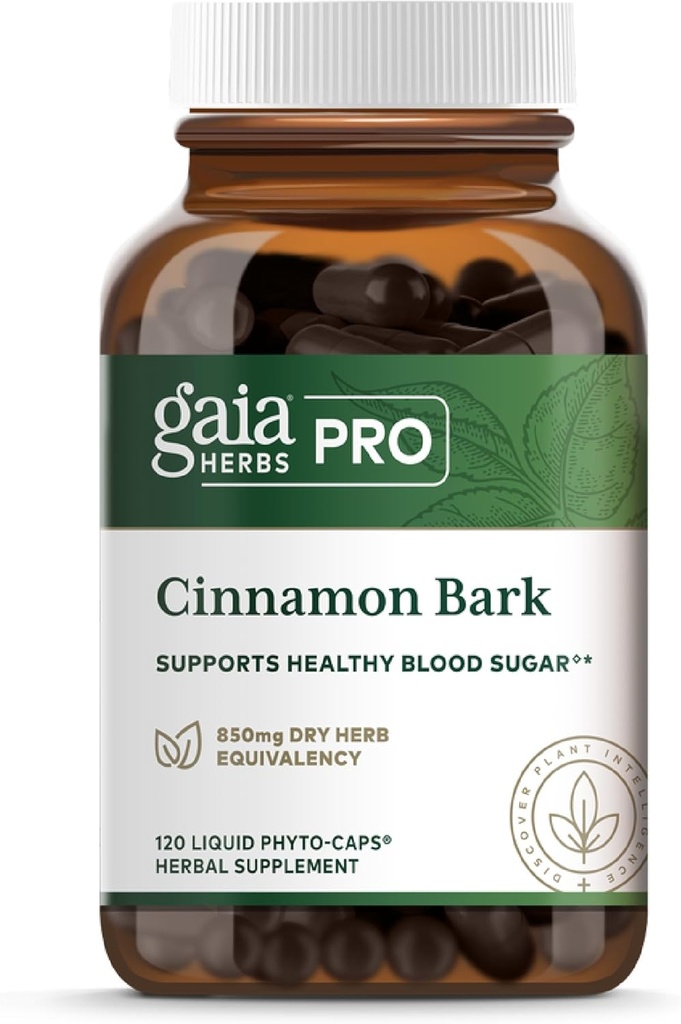 Gaia Herbs Pro Cinnamon Bark - Supports a Healthy Metabolism - Organic, Vegan, Soy-Free & Gluten-Free - 120 Liquid Phyto-Caps (120 Servings)