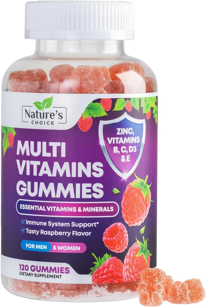 Mangas multivitamínicas con vitaminas A, C, D, E, B12, Zinc - Adulto diario vitaminas " minerales para hombres " , Apoyo inmunitario Gummy Multivitaminas Suplemento, Vitamina Multi para adultos - 120 Gummies
