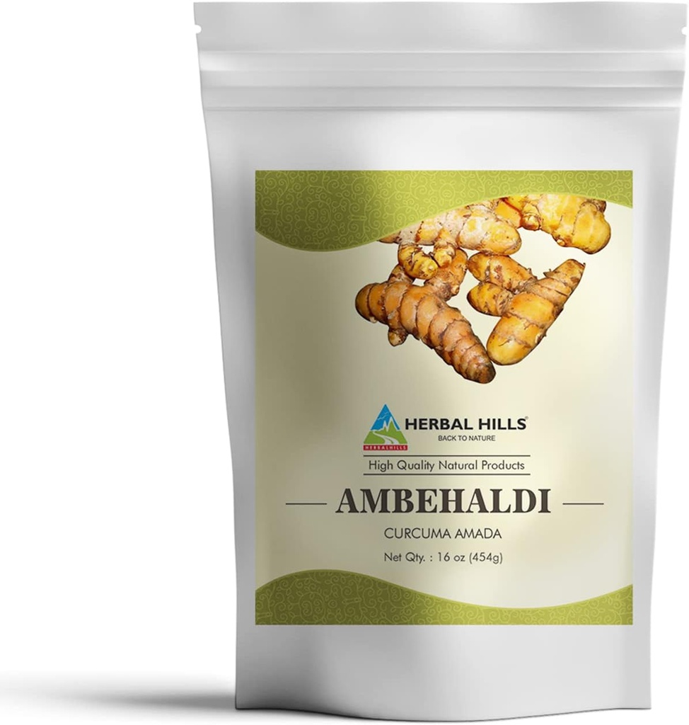 HERBAL HILLS Ambehaldi Powder Turmeric Powder/Amba Haldi/Curcuma Amada/Curcuma Longa/Turmeric Curcumin ← 16 Oz (454 GMS)