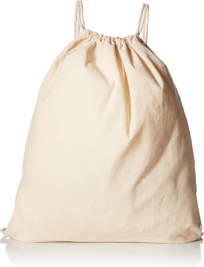 TBF 12 Pack Bulk Cotton Canvas Drawstring Backpack Bags (14" W x 18" H) - Perfect for DIY, Crafts, Events & More