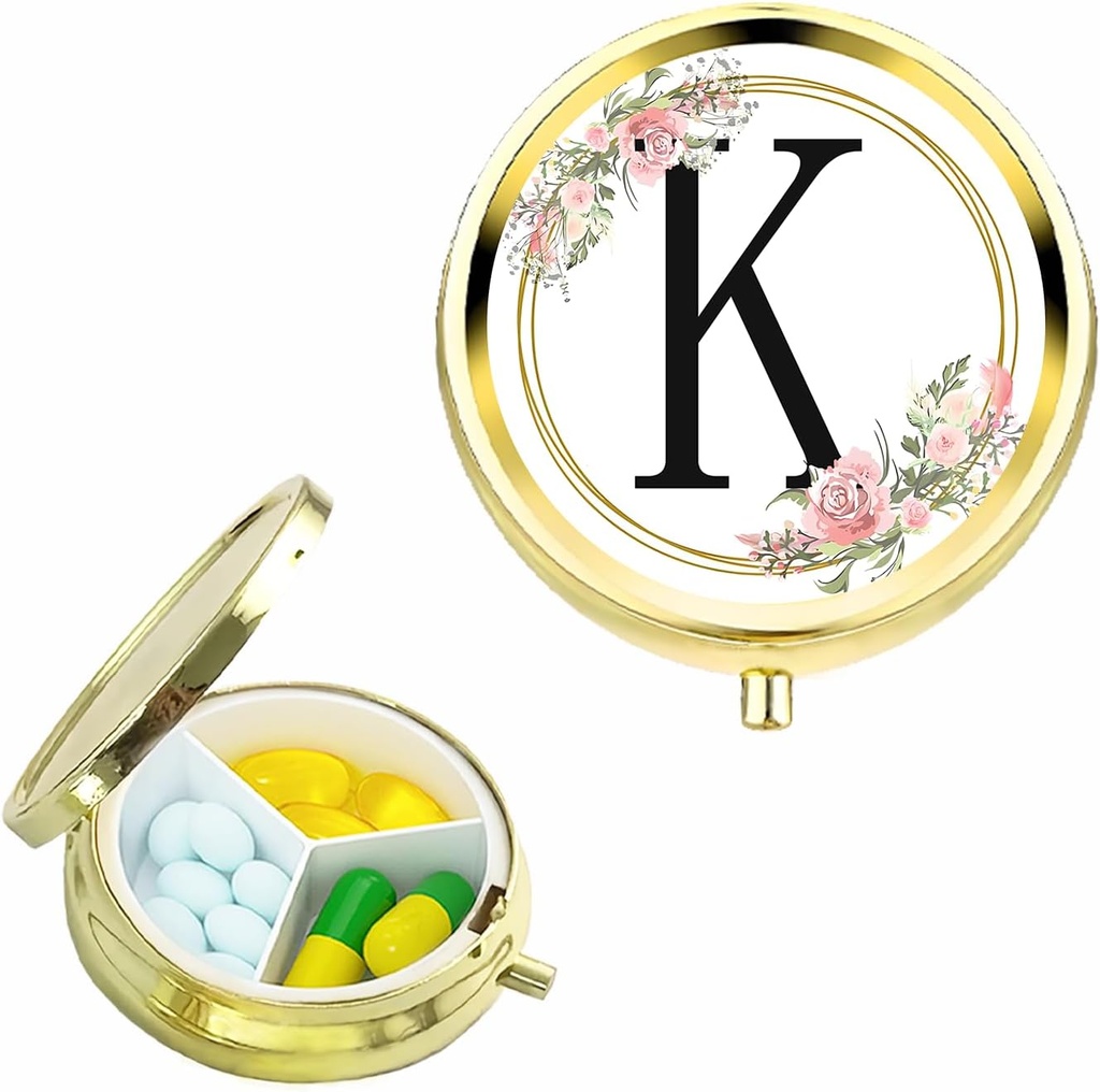 Caja pequeña para el bolsillo de pílfugo, caja pequeña personalizada 3 Compartimiento, lindo organizador de píldoras, regalo para las mujeres adolescentes, esenciales de viaje, caja de joyería excelente, caja de presión