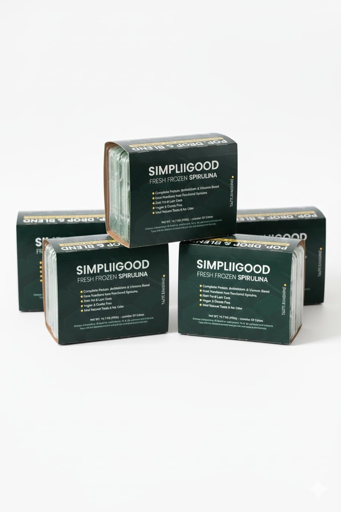 Frozen Spirulina Premium Superfood para Adultos &amp; Adolescentes Nutrient-Rich Fácil de usar Frozen Spirulina 12 Bandejas Contiene 10 Cubos en cada paquete. 2 Cubo = 28g (un servicio)