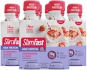 SlimFast Advanced Nutrition Meal Replacement Protein Shake - Listo para beber, rosa, fresas &amp; crema, 4 botellas (Pack of 3)
