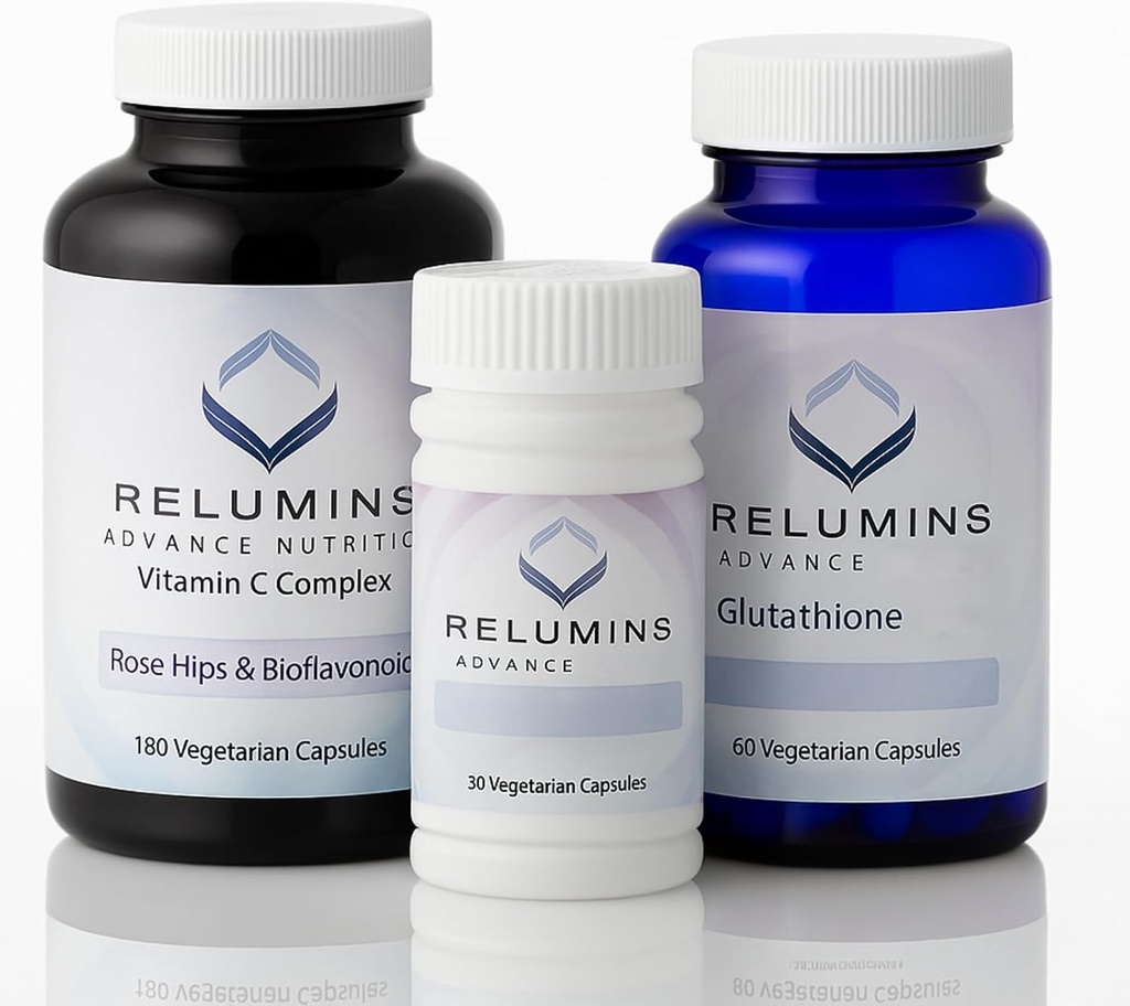 Relumins Advanced Skin Supplement Set - L-Glutathione Complex, Vitamin C, " Antioxidant Support - Nourishing Formula for Healthy Skin - 30 Day Supply
