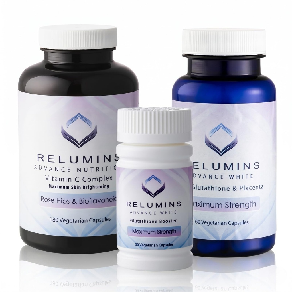 Relumins Advanced Skin Supplement Set - L-Glutathione Complex, Vitamin C, " Antioxidant Support - Nourishing Formula for Healthy Skin - 30 Day Supply