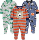 Joyas simples de los Toddlers de Carter y Baby Boys Loose-Fit Flame Resistant Fleece Footed Pajamas, Pack de 3