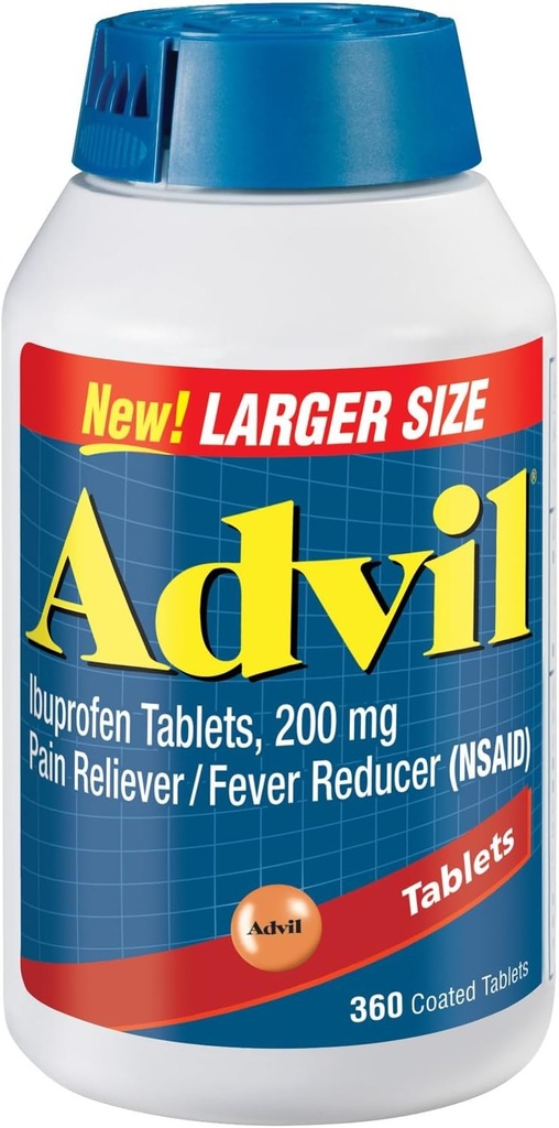 Tabletas de cobre de Ibuprofeno Advil, 200 mg de tabletas recubiertas de 360