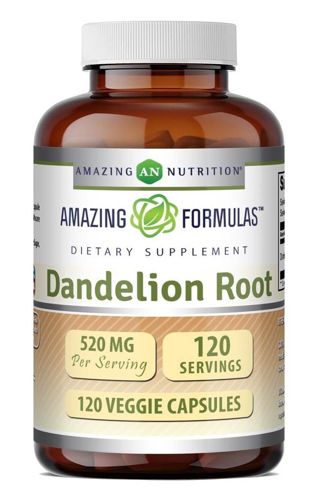 Amazing Formulas Dandelion Root (Taraxacum Officinale) Supplement | 520 Mg Per Serving | 120 Veggie Capsules | Non-GMO | Gluten-Free | Made in USA