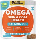 Omega 3 Alaskan Fish Oil Treats for Dogs (180 Ct) - Dry desplazadasItchy Skin + Alergía - Shiny Coats - EPA plagaDHA Ácidos grasos - Píldoras de aceite de salmón natural - Pollo Turquía