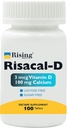 Salud creciente - Risacal-D - Vitamina D3 &amp; Suplemento de calcio - 100 Cuadros