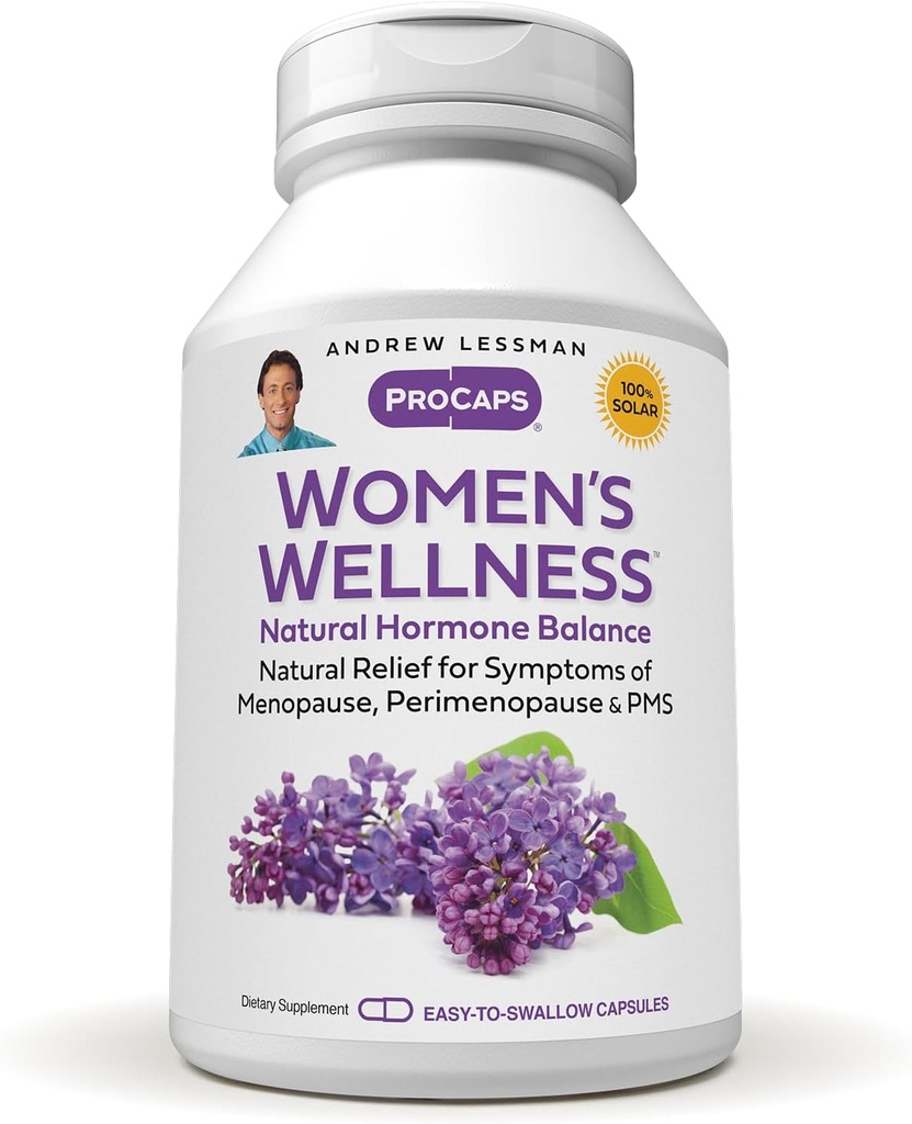 ANDREW LESSMAN Women’s Wellness 60 Capsules - Naturally Relieves PMS, Menopause y Perimenopause Symptoms, con Soy Isoflavones, EGCG, Cranberry, Broccoli y Más. Cápsulas fáciles de absorber