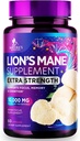 Lions Mane Mushroom Capsules 10,000mg - El suplemento Mane de León Capsules para la memoria y el apoyo en foco, Brain, Immune Health Support, Vegan, Bottled in USA, Lions Mane Mushroom Powder Extracto, 60 Conde