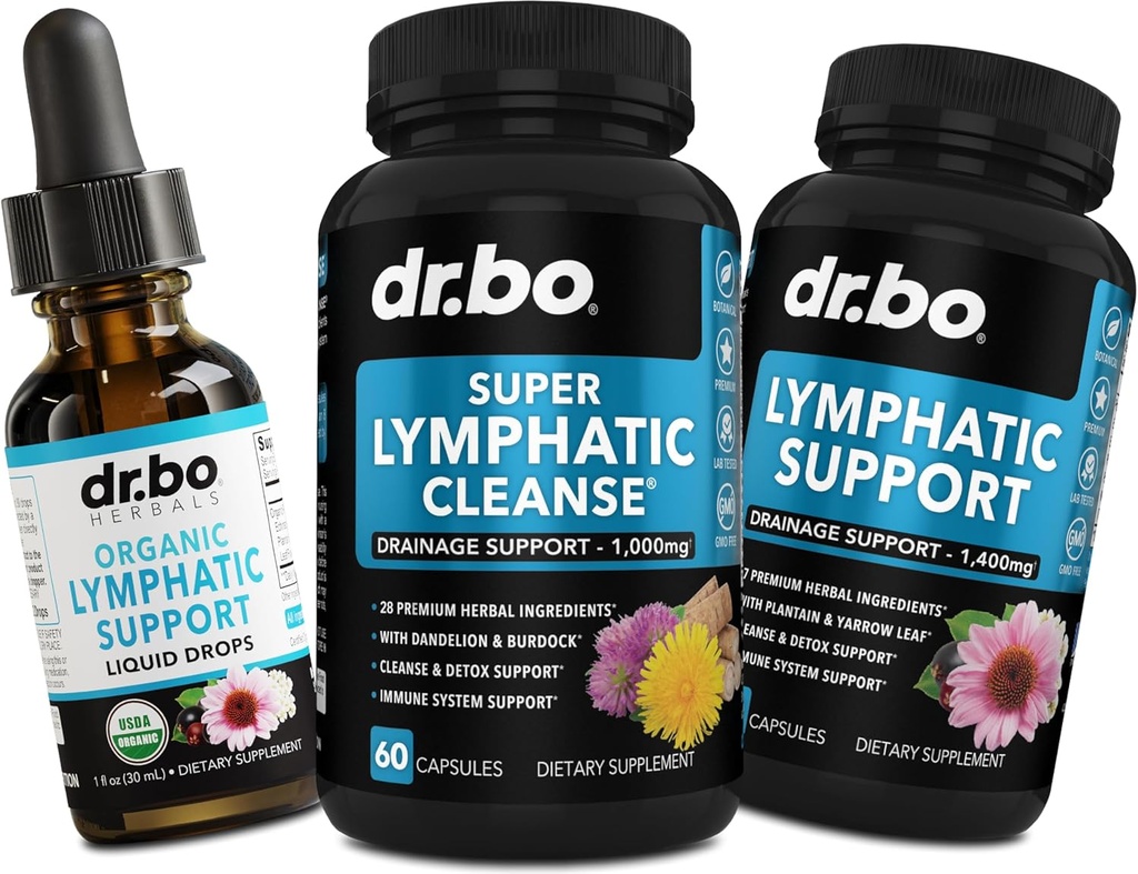 Lymphatic Drainage Suplementos Pills & Drops - Apoyo linfático orgánico gotas líquidos cápsulas de limpieza con Echinacea, Ginger, Dandelion, Red Root Suplemento Lymph Nodo Detox Cleanse System Drainage