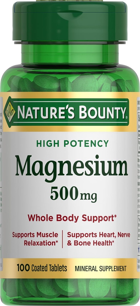 Magnesio de recompensa de la naturaleza, Suplemento mineral, soporta la salud del hueso y del músculo, 500 mg, tabletas caladas, 100 condes