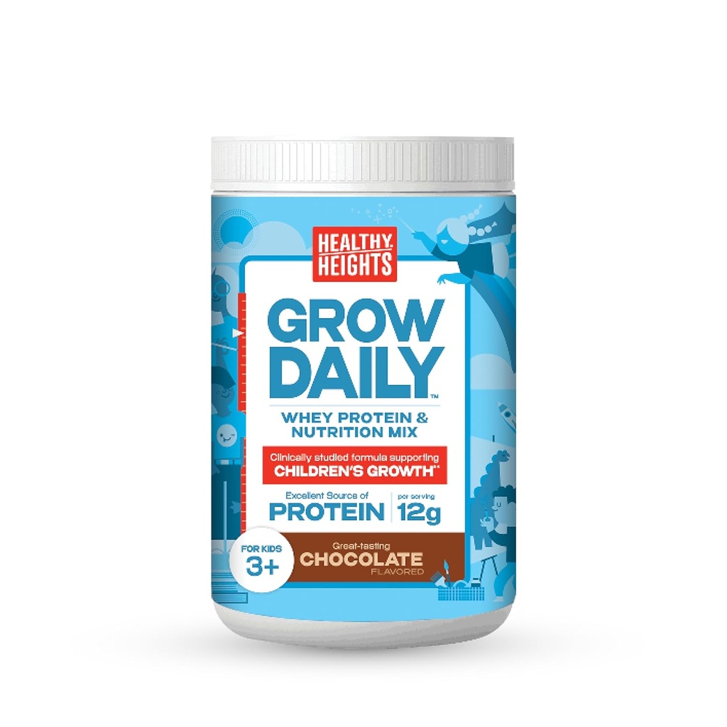 Crecimiento saludable de las alturas Daily Kids Protein Drink Mix (Chocolate) - High Protein Shake para niños 3+