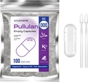 Pullulan Empty Capsules Size 000 - Vegan Capsules Empty (100 Conde) Empty Capsules DIY Vegetable Capsule Filling - Veggie Capsules Empty Caps with 2 Micro Lab Spoons for Capsule Filling