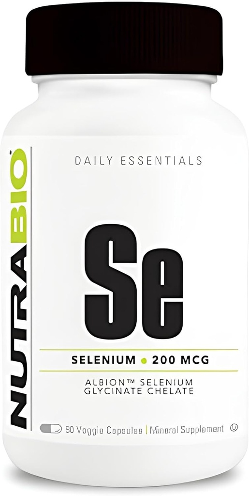 NutraBio Selenium Suplemento, 200mcg - 90 cápsulas vegetales
