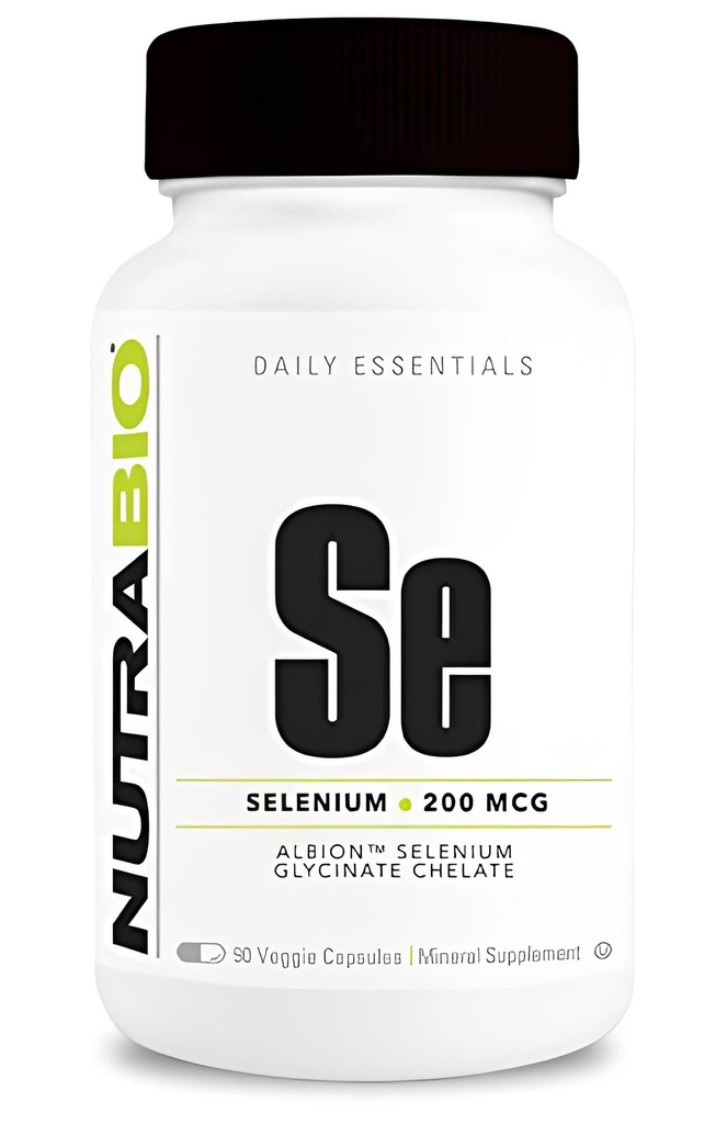 NutraBio Selenium Suplemento, 200mcg - 90 cápsulas vegetales