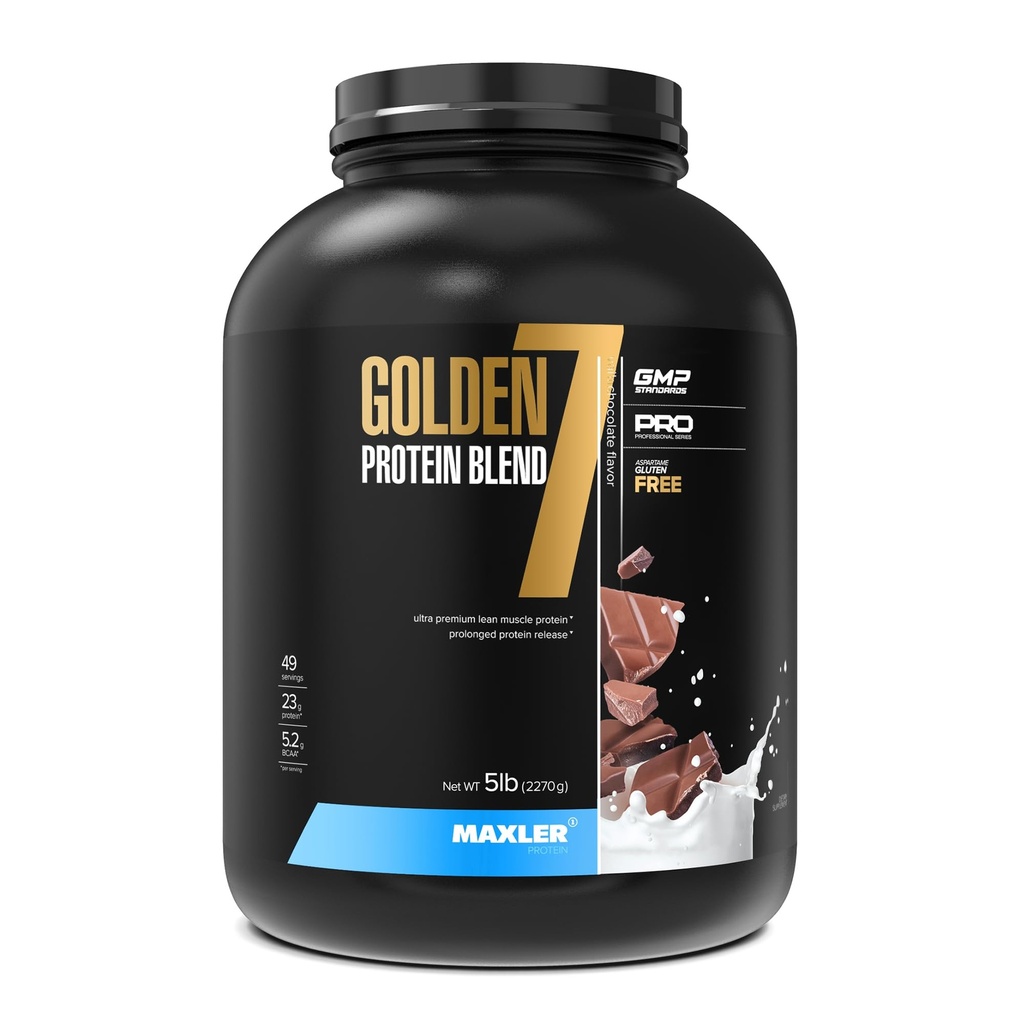 Maxler Golden 7 Protein Blend - Protein Powder for Muscle Gain & Recovery - Milk Chocolate Protein Powder 5 lb