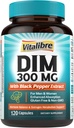 Suplemento DIM para Hombres, metabolismo estrógeno, equilibrio hormonal " Apoyo a la menopausia, DIM 300 mg con extracto de cobre negro, alta absorción, 120 cápsulas