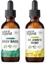 Wild &amp; Organic Holy Basil Tincture 2 fl oz &amp; St Johns Wort Tincture 2 fl oz