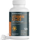 Bronson Vitamina K2 D3 (MK7) Suplemento No GMO Fórmula Vitamina D3 5000IU (125 mcg) & 90 mcg K2 MK-7, Complejo D & K fácil de absorber, 120 Tabletas