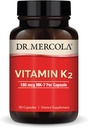 Dr. Mercola Vitamina K2-180 mcg Vitamina K2 como MK-7 - Apoya Función Arterial saludable " Salud cardíaca - Sin gluten " sin gluten " sin lácteos - 90 cápsulas (90 piezas)