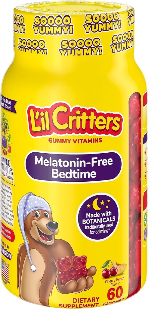 L’il Critters Melatonin-Free Bedtime Suplemento dietético para niños, 60 Gummies