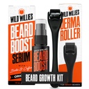 Kit de crecimiento de barbas silvestres - Premium Derma Roller " Beard Boost Serum - Microneedle Roller " Beard Hair Growth Serum with Biotin " Caffeine for Fuller Beard, Scalp Care - Easy to Use Kit with Case