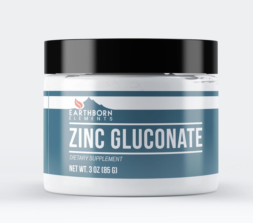 Elementos de la Tierra Zinc Gluconate 3 oz, siempre puro, sin rellenos o aditivos
