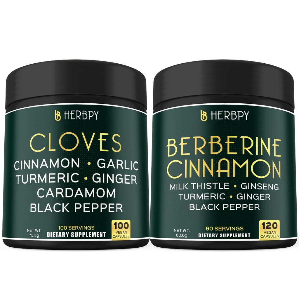 Bundle 7in1 Cloves Suplemento &amp; 7in1 Berberine HCl 97% Suplemento