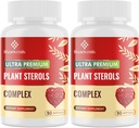 Suplementos Colesterol con Sterols de Planta, Niacina, Levadura Roja, Bérgamo, Omega-3 &amp; Ajo - Absorción Avanzada Fórmula - 180 Softgels