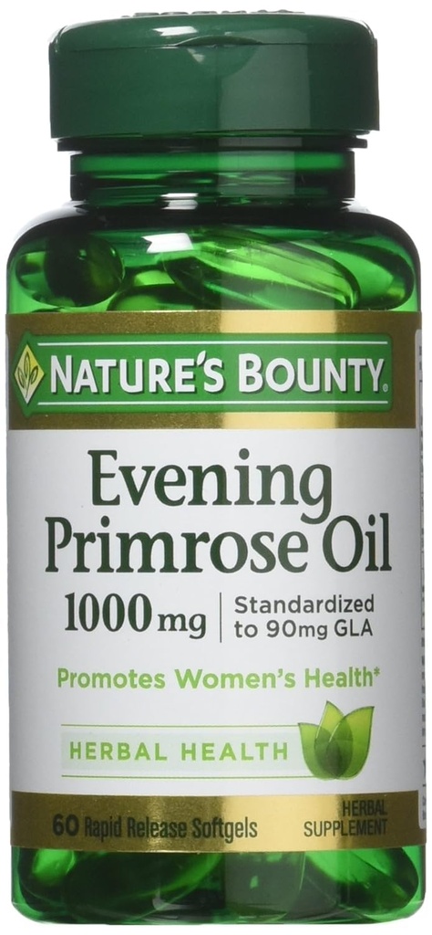Óleo Bounty Evening Primrose, 1000mg, 180 Softgels (3 X 60 Botellas de Conteo)