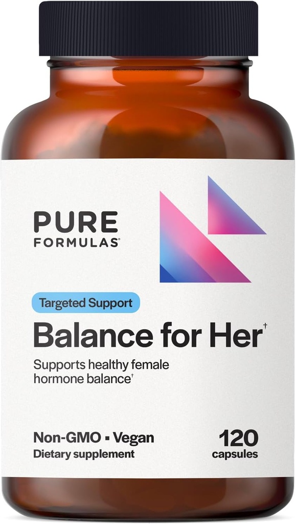 PureFormulas Balance para Ella - Saldo hormonal para Mujeres - DIM, Cohosh Negro, Calcio D-Glucarate, EGCg Green Tea Extract " Chaste Tree Supplement for Mood Support " Estrogen Metabolism -120 Capsules