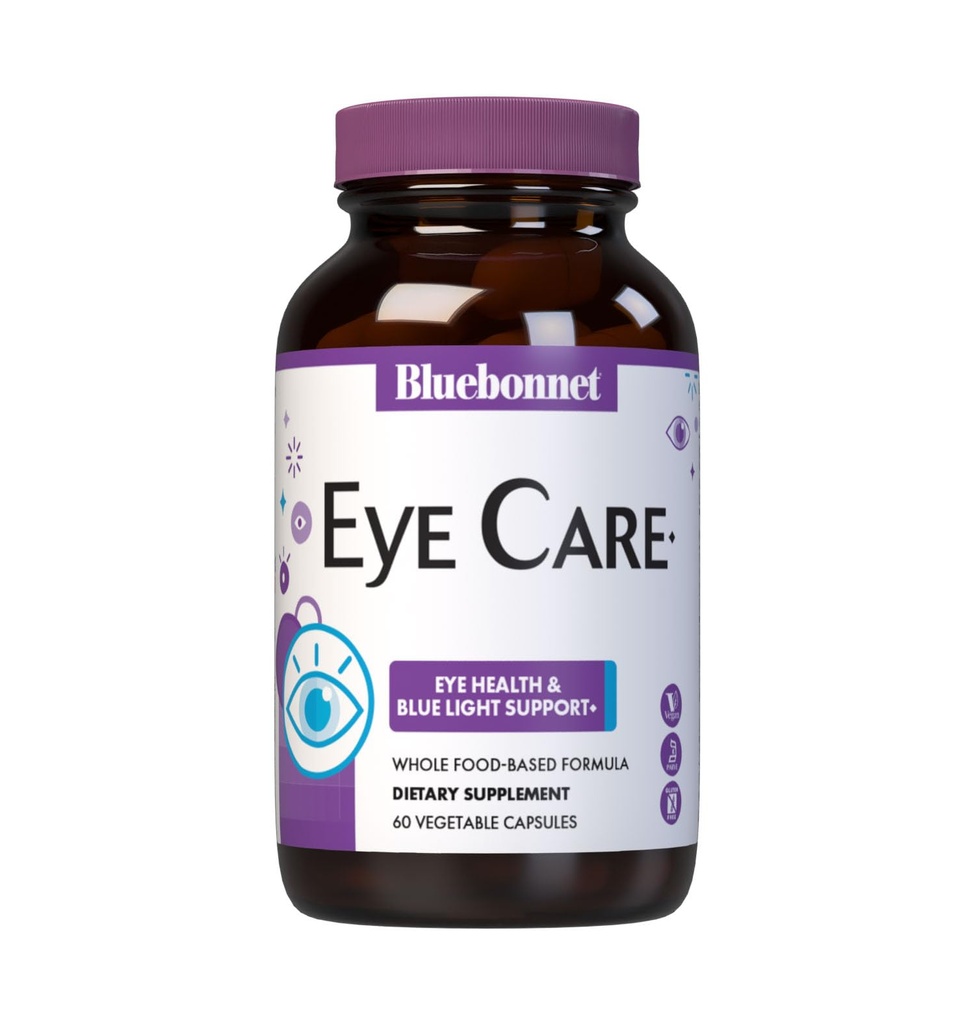 Bluebonnet Nutrition Eye Care Macular &amp; Blue, Eye Health & Blue Light Support*, Vegan, Kosher-Certified, Gluten-Free, Dairy-Free, 60 cápsulas vegetales, 30 piezas