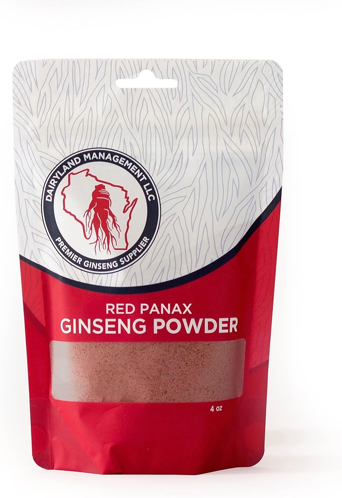 Red Panax Ginseng Powder con Ginsenosides Naturales (4 oz)- Apoya Energía Saludable, Vitality, Mood y Más, Coreana Panax Ginseng Root Powder para Smoothies, Café o Bebidas (1 Pack)