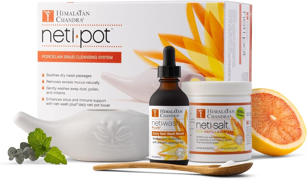 Himalayan Chandra Neti Pot Complete Sinus Cleansing System Starter Kit