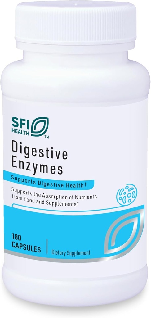Klaire Labs SFI Health Digestive Enzymes - Gut Health Supplements with Lipase, Amylase " Protease Enzymes for Digestion - Aid Nutrient Absorption - Help Occasional GI Discomfort (180 cápsulas)
