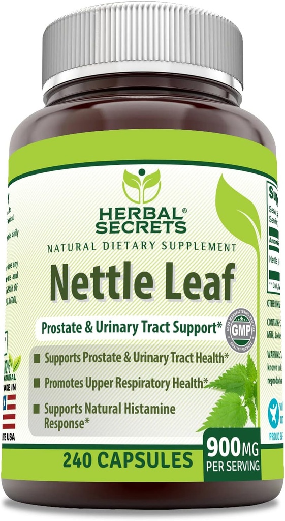 Herbal Secrets Nettle Leaf 900 Mg Por Serving 240 Capsules Suplemento - Apoyos Urinary Tract and Prostate -Apoyos Upper Respiratory Health