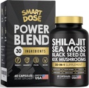 Power Blend Capsules - 30-in-1 Suplemento Bundle con Shilajit 6000mg, Sea Moss 4000mg, Black Seed Oil 4000mg, Ashwagandha 2000mg, 10x Mushrooms, Tongkat Ali, Maca, Holistic Pills Combo