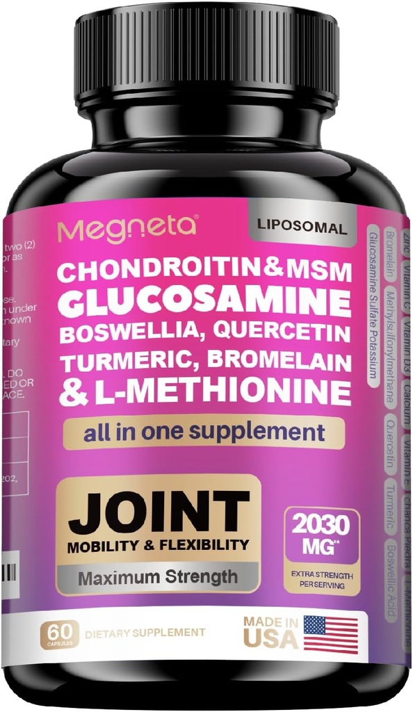 19-in-1 Soporte Conjunto Capsules Glucosamine Chondroitin Turmeric Msm Boswellia - Suplemento de Soporte Conjunto para Huesos, Atrás, rodillas, Manos Salud Conjunta