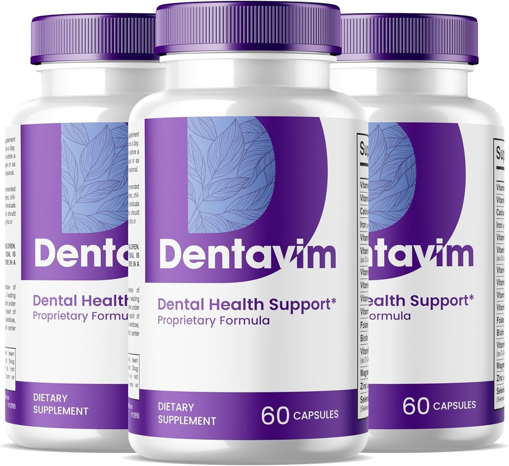 (3 Pack) Cápsulas Dentavim - Toda la atención natural para dientes y gomas - Dentavim Dental Health Fórmula Píldoras - Maximum Strength, Vitamina &amp; Minerals para la Protección Oral Global, Denta Vim para Comentarios