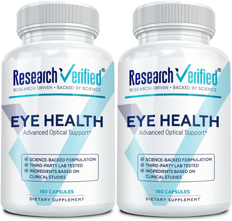 Research Verified Eye Health - Nourish and Protect Eyes and Vision, Support Healthy Retina, Improve Blood Supply to Eyes - Vitaminas A, B, C y E - 360 Capsules - 6 Month Supply - Made in The USA