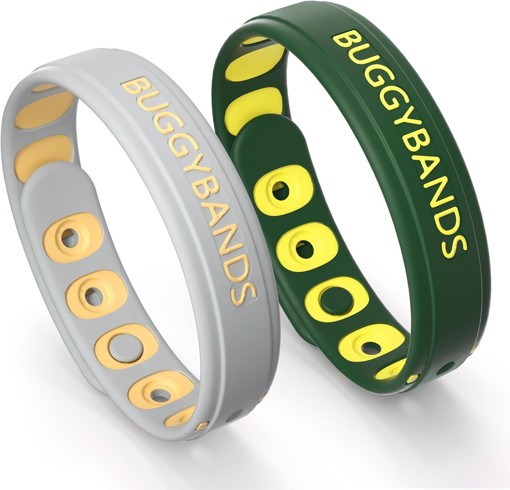 Pulseras repelentes de mosquitos, 2 Pulseras repelentes de silicona de silicona Mosquito, Insecto libre de DEET &amp; Bandas Wrist repelente de errores para adultos y niños Uso al aire libre de interiores (Dark Green limitada)