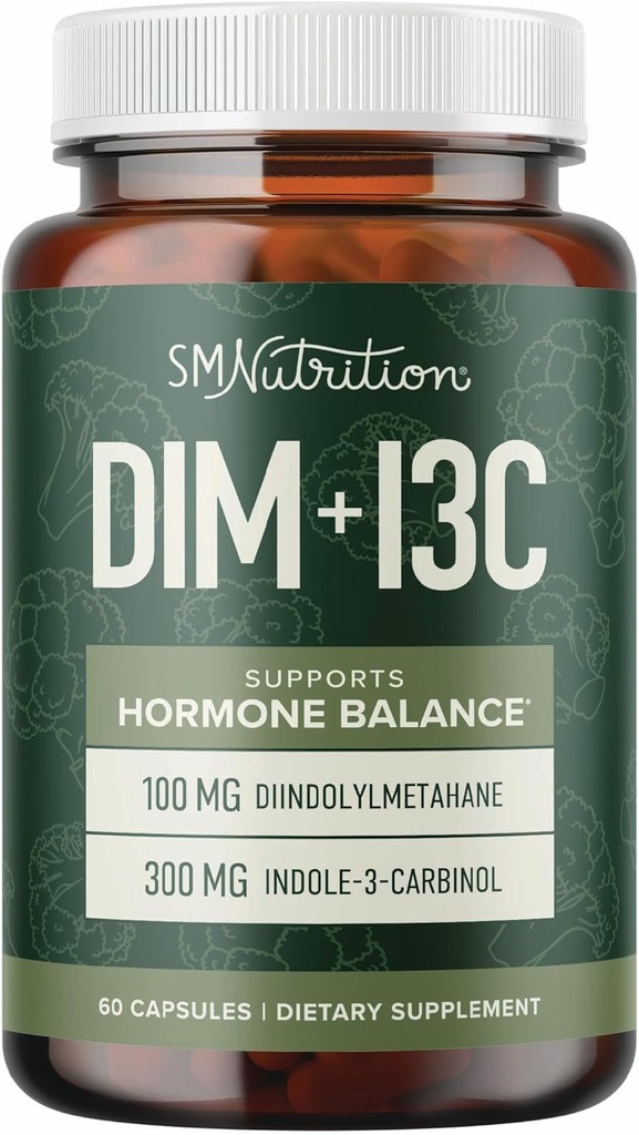 DIM & Indole 3 Carbinol for Hormone Balance for Women ' Men ← Complejo I3C ← Estrogen Balance, Menopause Supplements for Womens Health, Antioxidants ← Vegan, Non-GMO, Gluten-Free TEN SMNutrition TEN60 Ct.