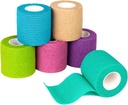 Wrap de Banda Auto Adhesiva FriCARE, Tapa Médica en el Kit de primeros auxilios, Bandages Cohesive para Wounds Sport Vet, 2 pulgadas X 5 Yards 6 Rolls, Rainbow