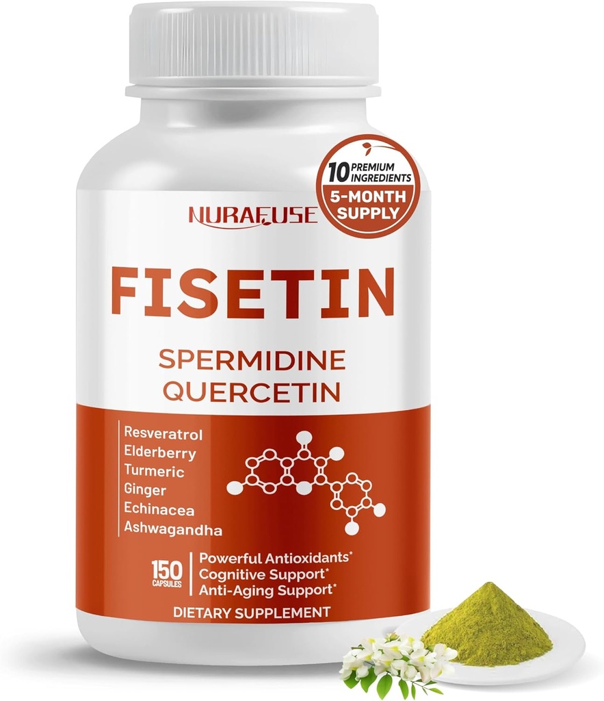 Fórmula 10 en-1 - con Spermidine Quercetin Resveratrol, Elderberry, Turmeric Non-GMO, Gluten-Free, Soy-Free