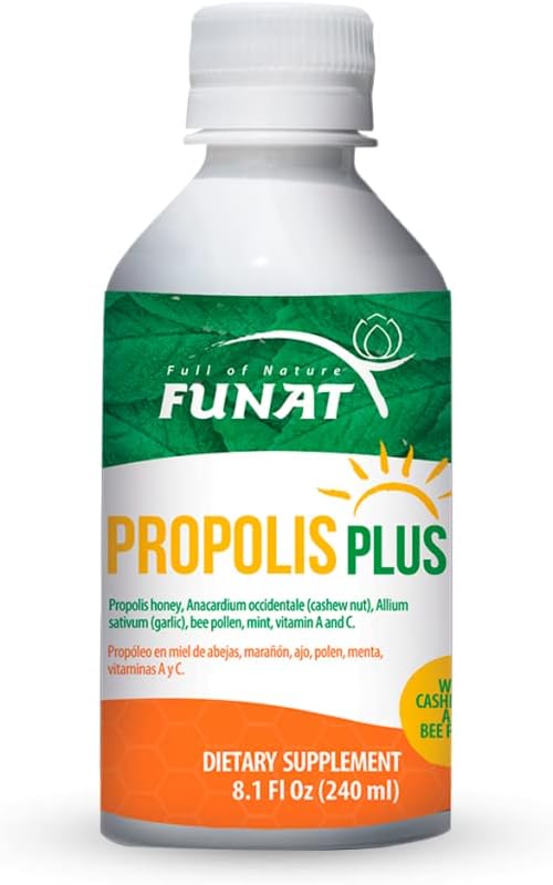 FULL OF NATURE FUNAT Propolis Plus Boosted with Polen, Ajo, Vitamina C y Vitamina A 8.1 Fl Oz, 240 ml ← Immune Support, Boost Your Body's defenses