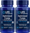 Ampliación de vida Folate optimizado (L-Methylfolate) 1700 mcg DFE, 180 Veg Tablets (Pack of 2)